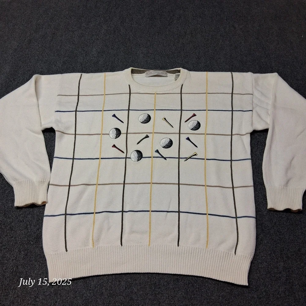 Vintage John Ashford Golf Sweater Mens Size Large White